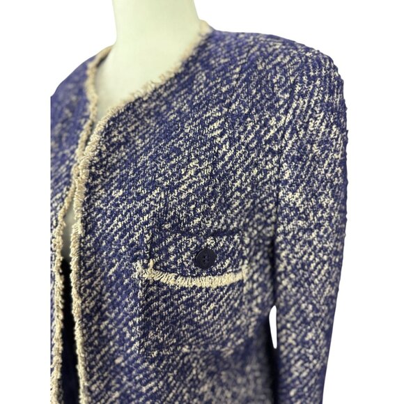 Talbots 10 Purple White Tweed Woven Blazer Jacket Classic Fall Winter Wool Blend - Picture 3 of 12